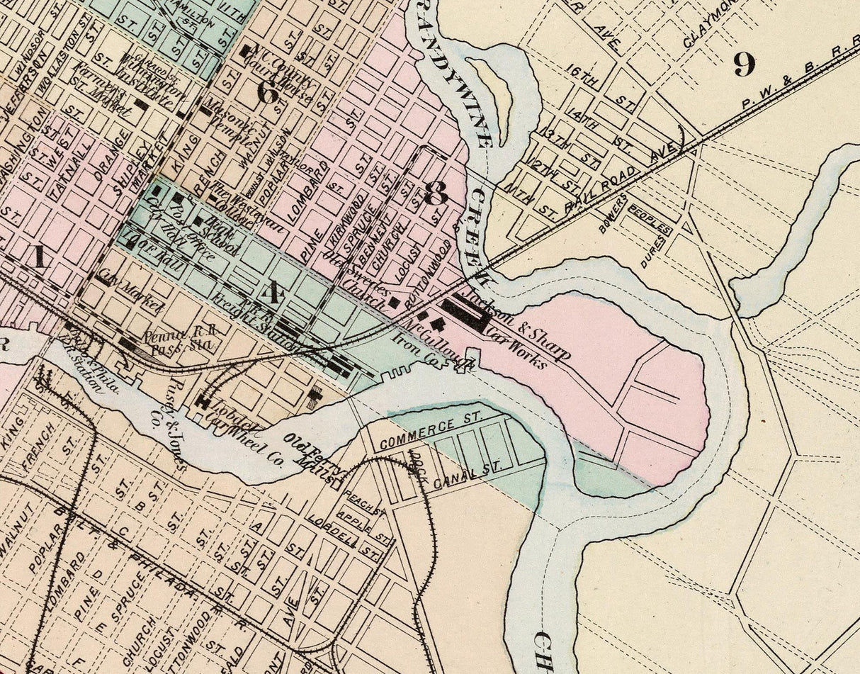1884 Map of Wilmington Delaware