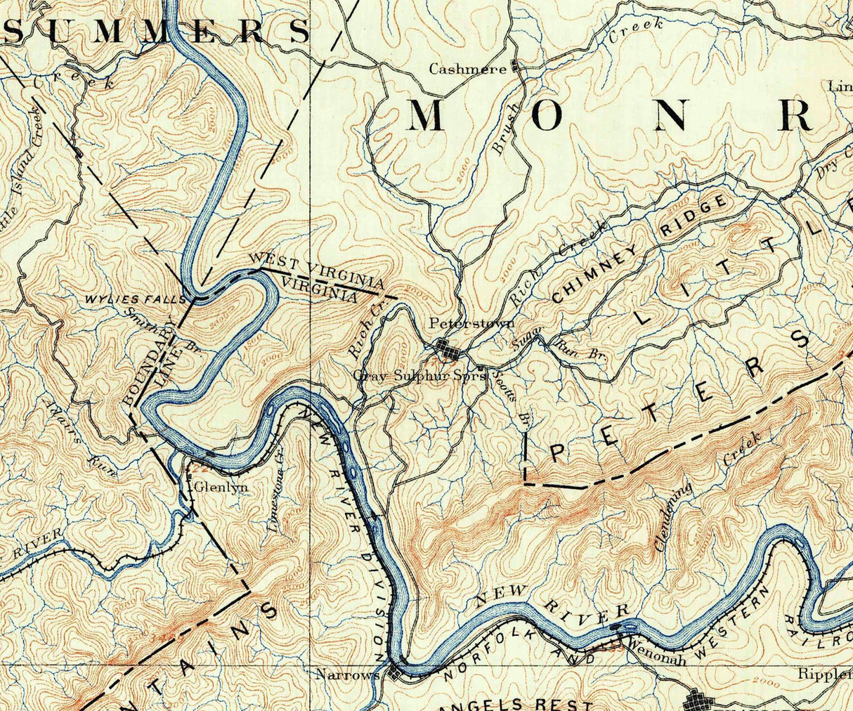 1890 Topo Map of Dublin Virginia Quadrangle