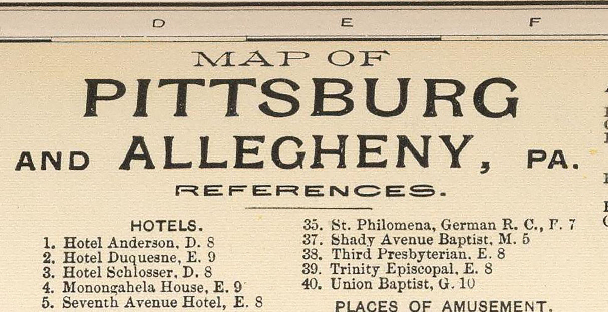 1891 Map of Pittsburgh Pennsylvania