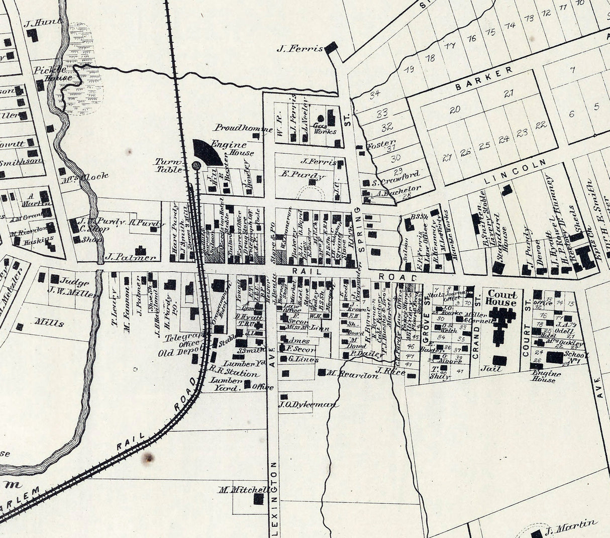 1867 Map of White Plains Westchester County New York