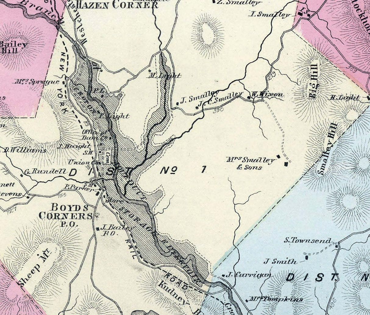 1867 Map of Kent Putnam County New York