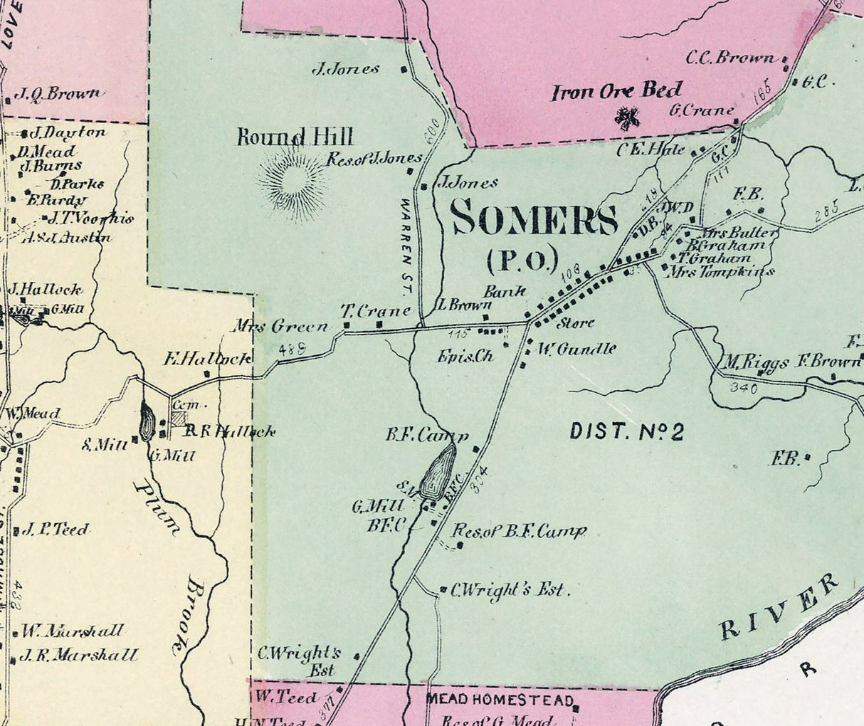 1867 Map of Somers Westchester County New York