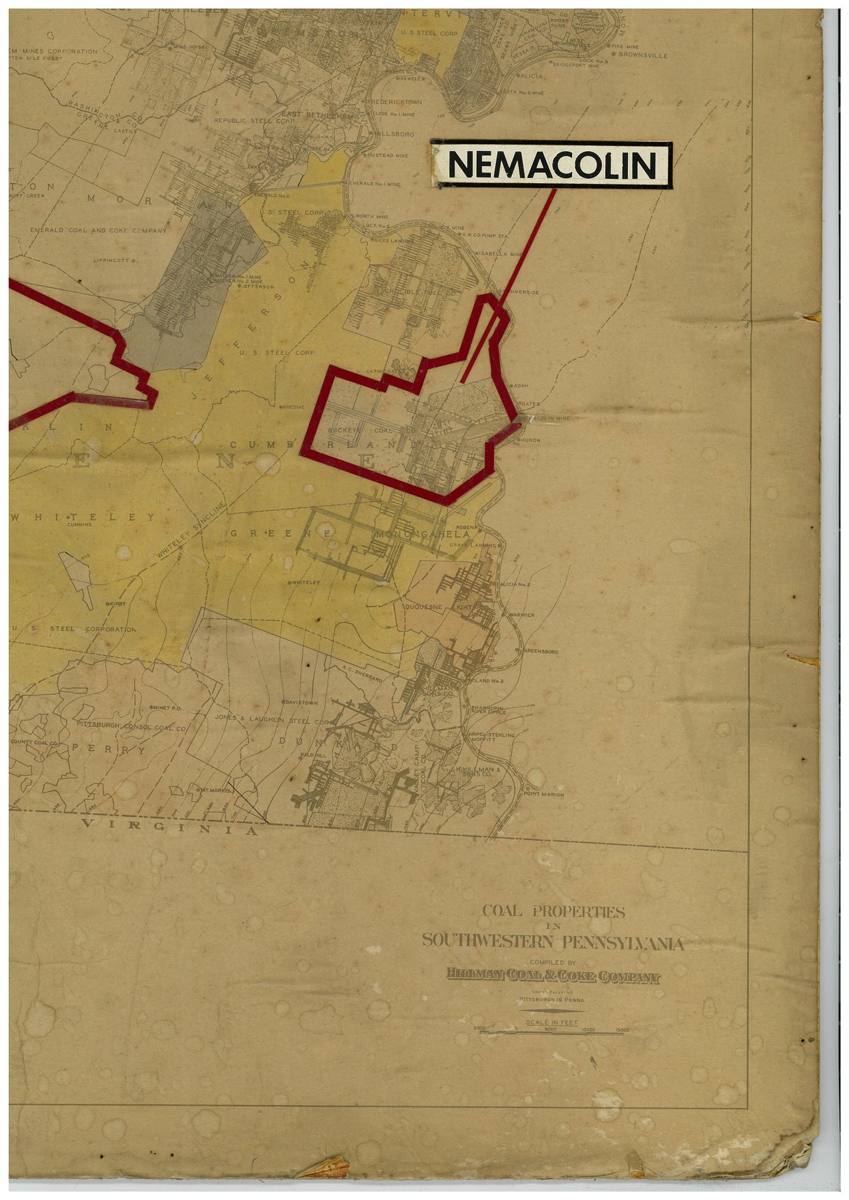 Early 1900s Map of Coal & Coke Properties in Southwestern PA
