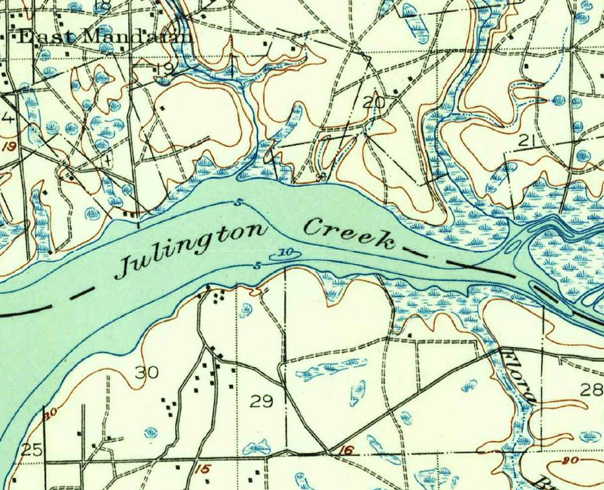 1918 Map of Julington Creek Florida Mandarin Fruit Cove