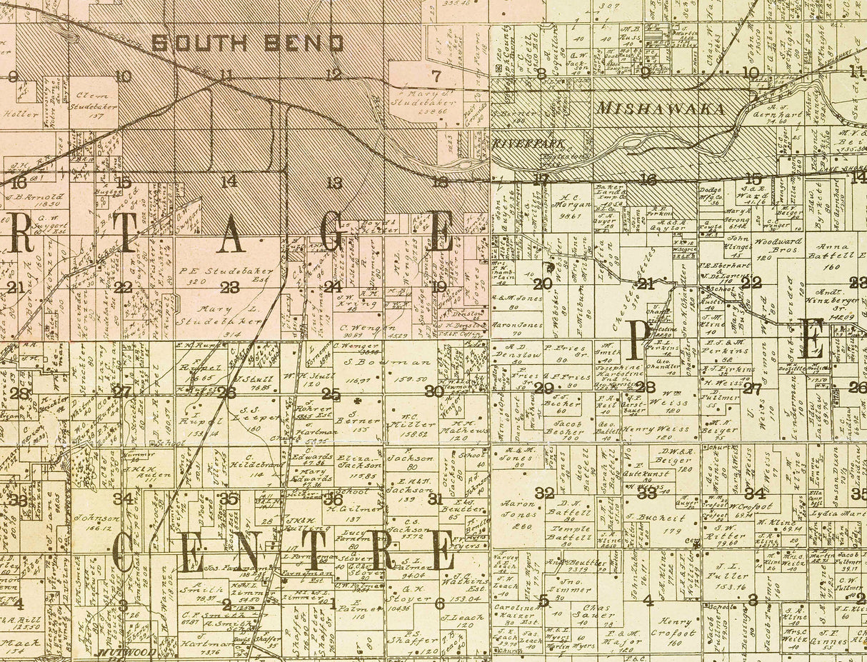 1900 Map of St Joseph County Indiana
