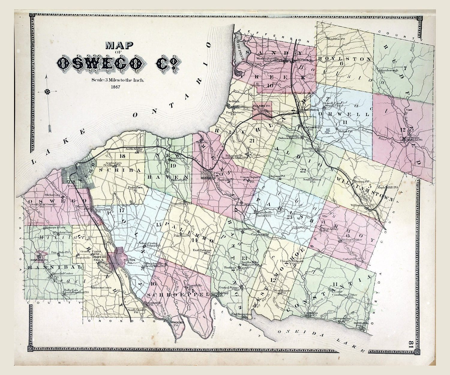 1867 Map of Oswego County New York