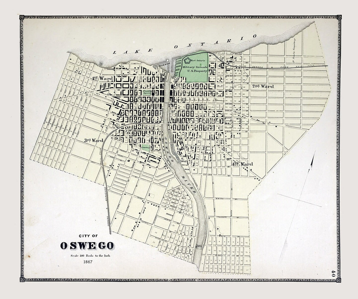 1867 Map of Oswego Oswego County New York