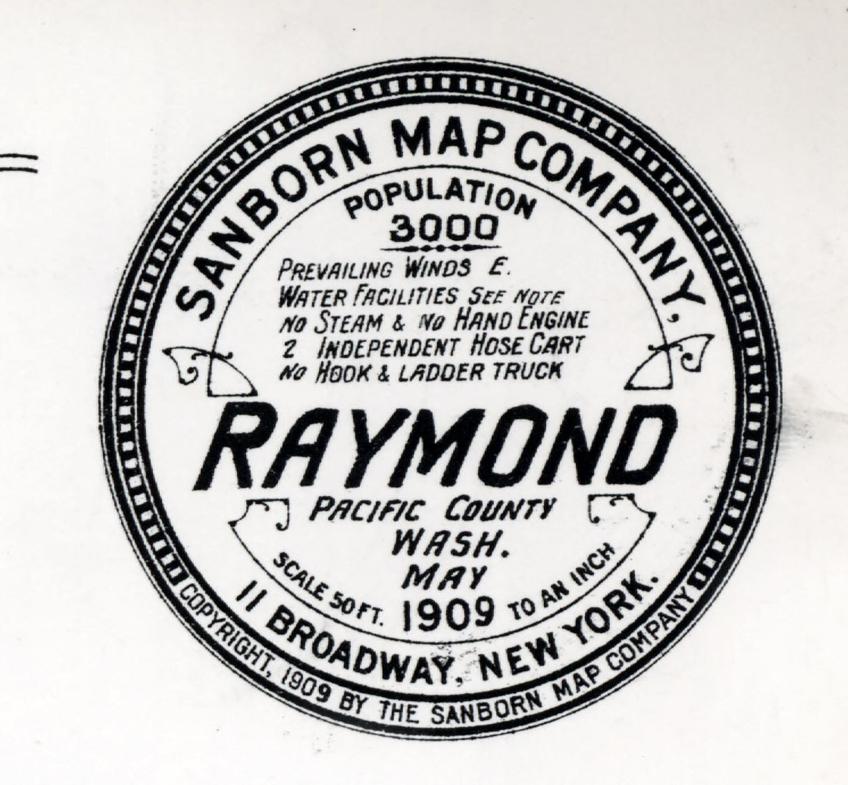 1909 Town Map of Raymond Pacific County Washington
