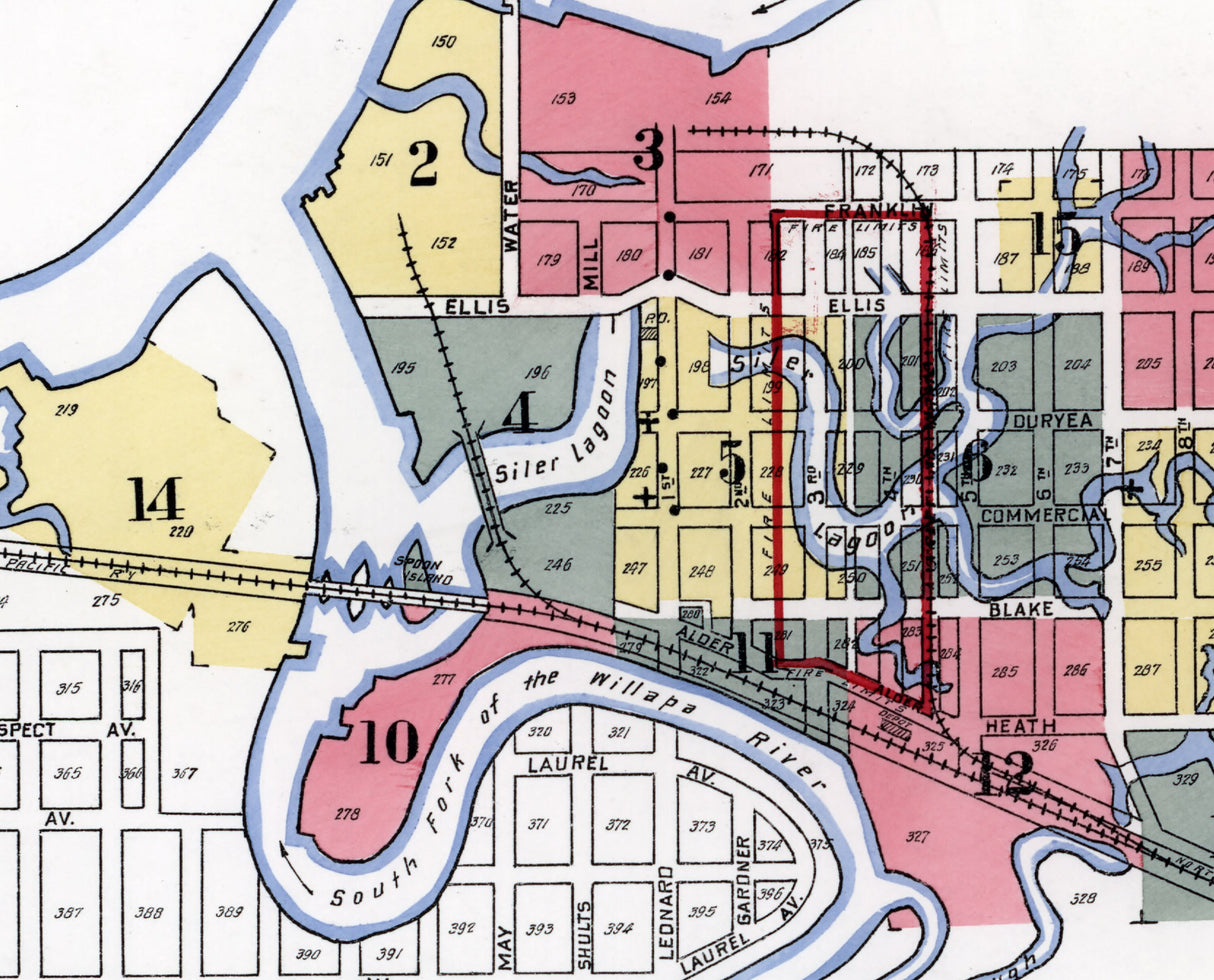 1909 Town Map of Raymond Pacific County Washington