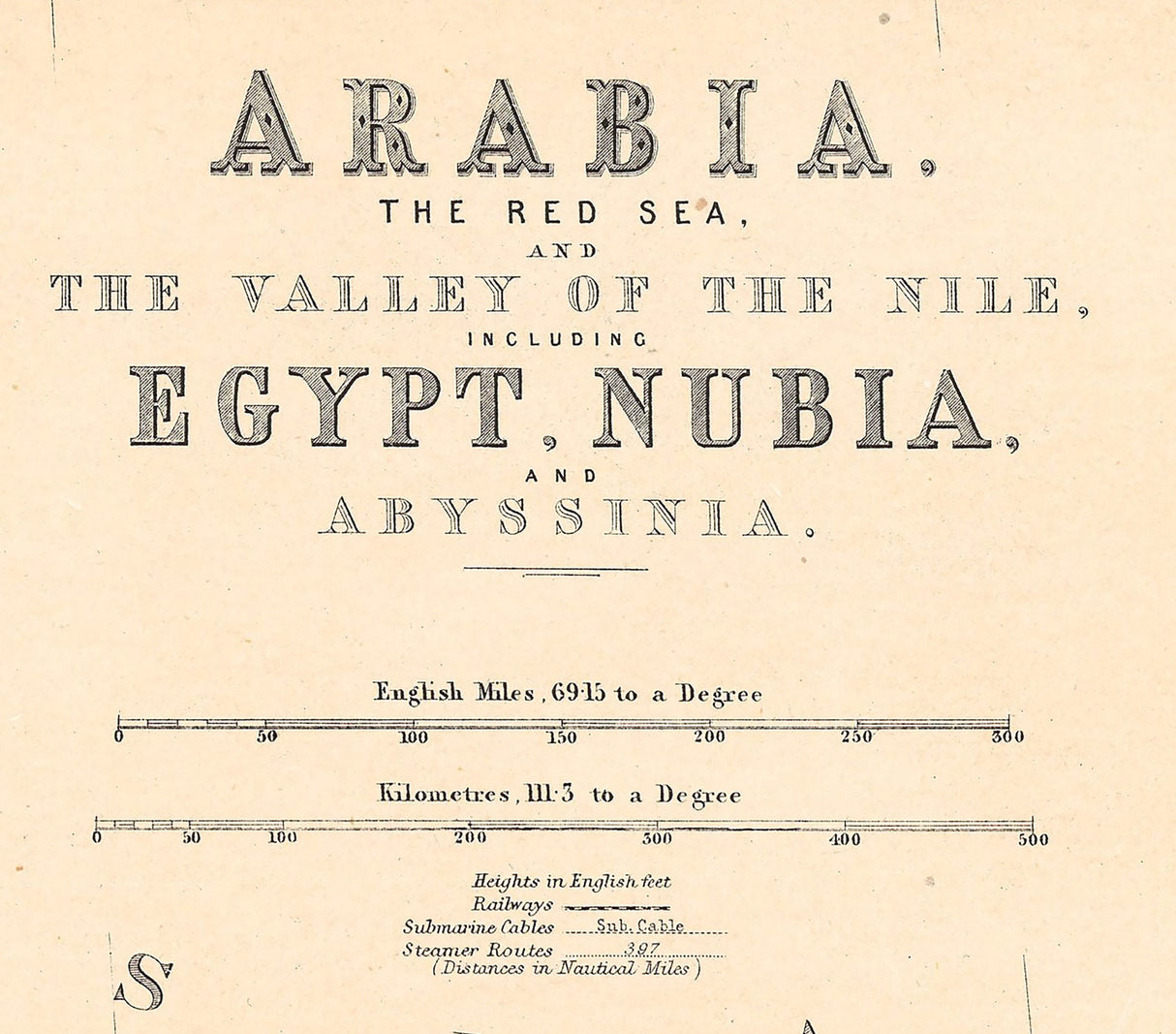 1910 Map of Arabia and the Red Sea Persian Gulf