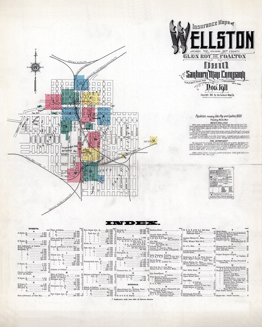 1911 Town Map of Wellston Jackson County Ohio