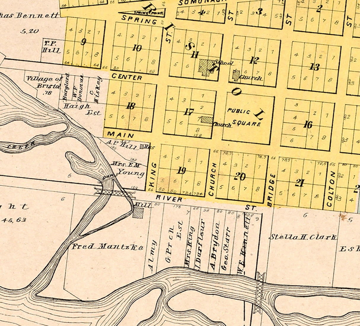 1903 Map of Bristol and Yorkville Kendall County Illinois