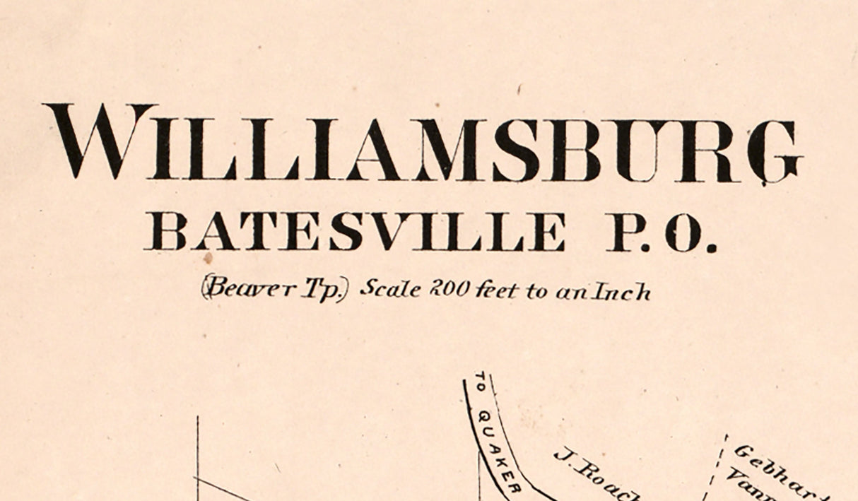 1876 Map of Williamsburg Noble County Ohio