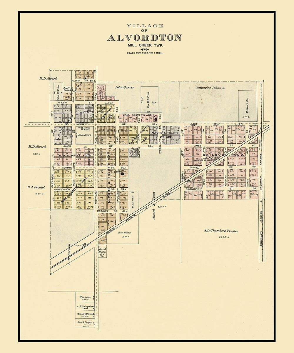 1894 Map of Alvordton Williams County Ohio