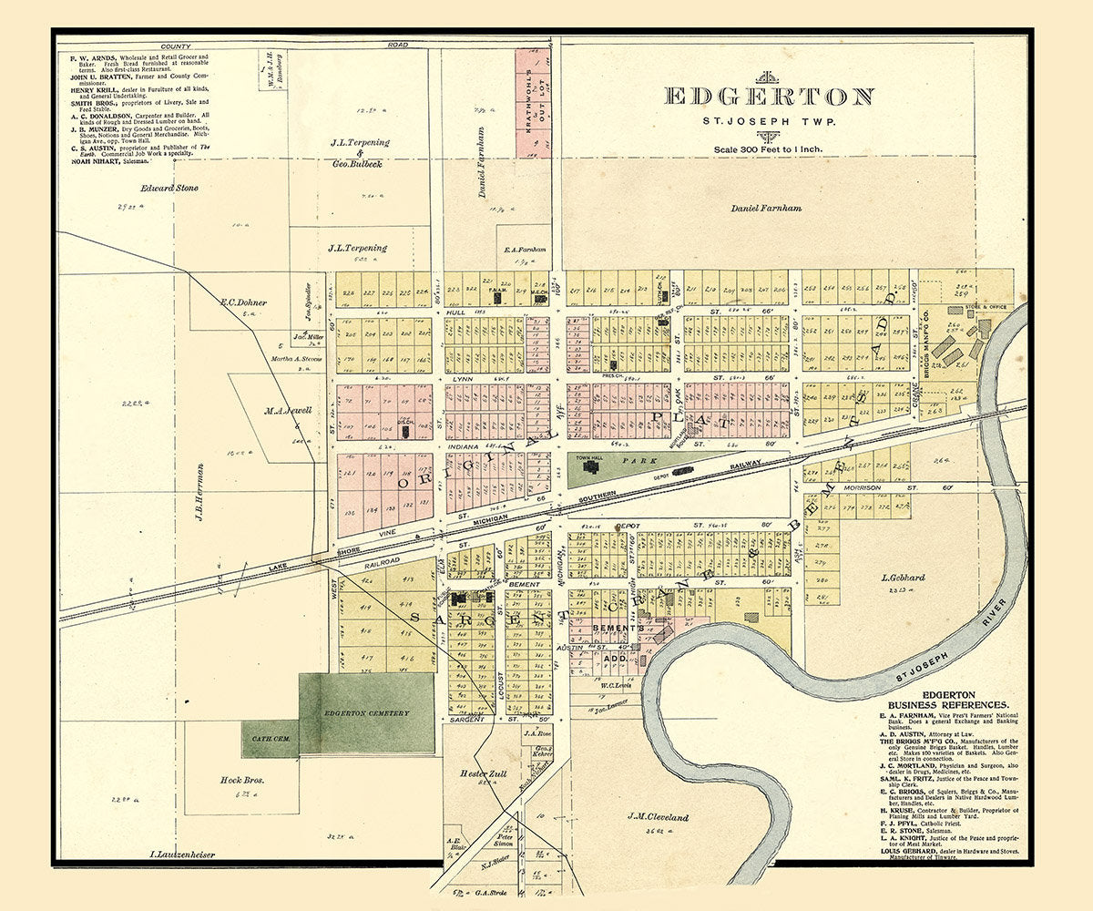 1894 Map of Edgerton Williams County Ohio