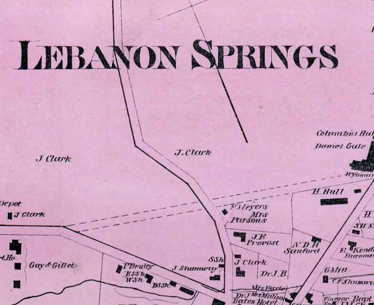 1873 Map of Lebanon Springs Columbia County New York