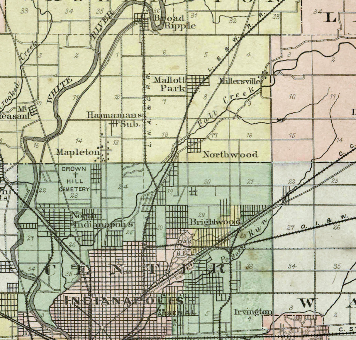 1889 Map of Marion County Indiana