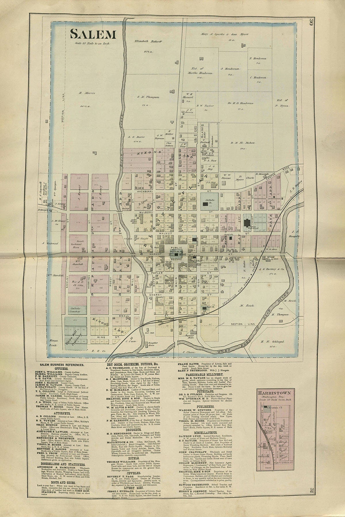 1878 Map of Salem Washington County Indiana