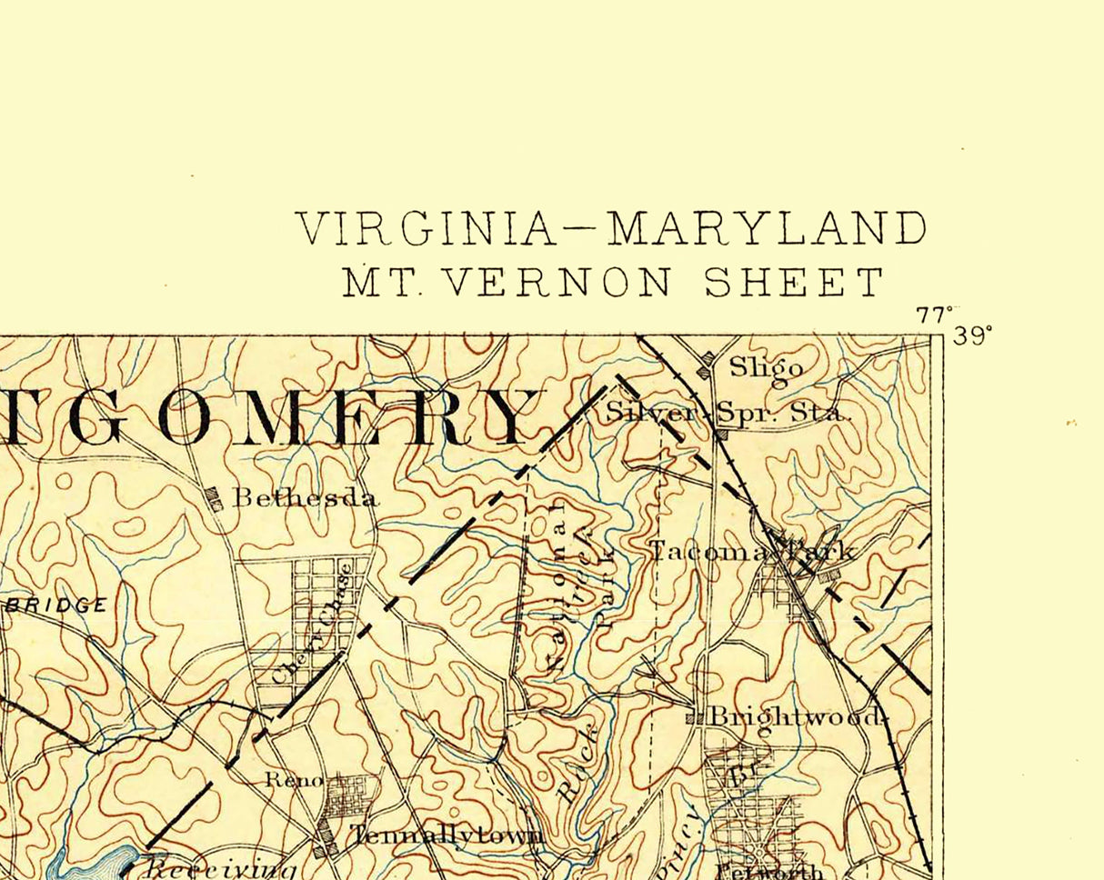 1891 Topo Map of Mt Vernon Virginia Fairfax Alexandria