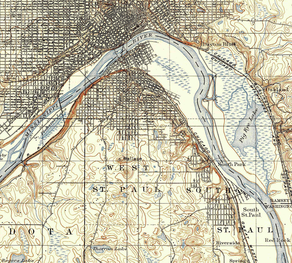 1896 Topo Map of Saint Paul Minnesota