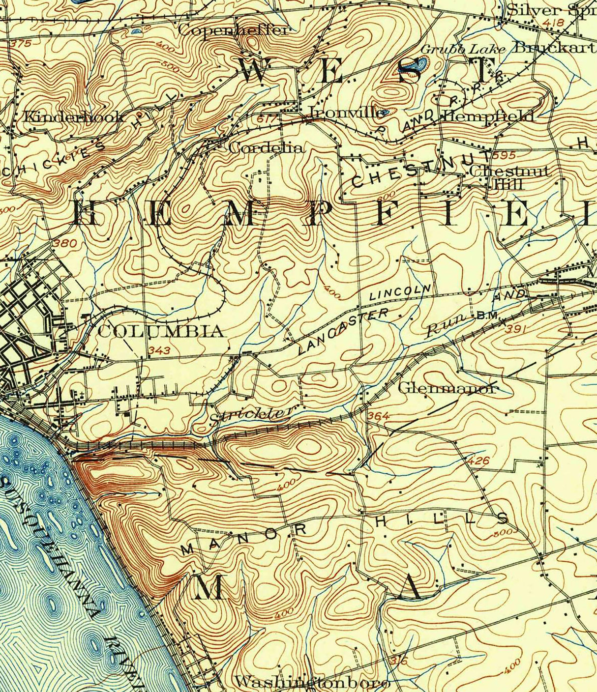 1902 Topo Map of Lancaster Pennsylvania