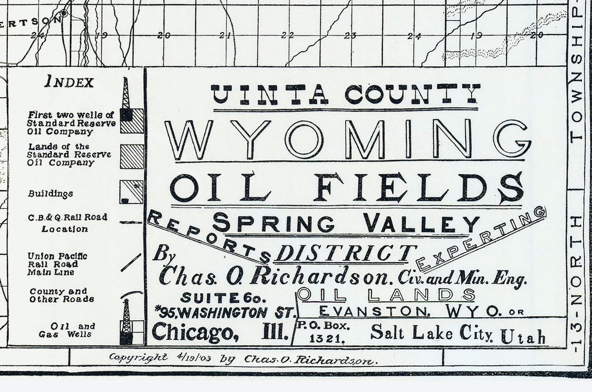 1903 Map of Uinta County Wyoming Oil Fields