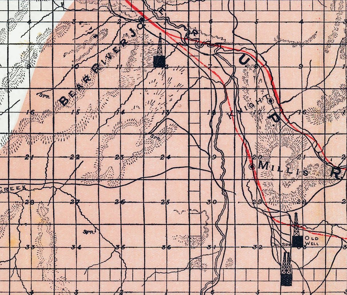 1903 Map of Uinta County Wyoming Oil Fields