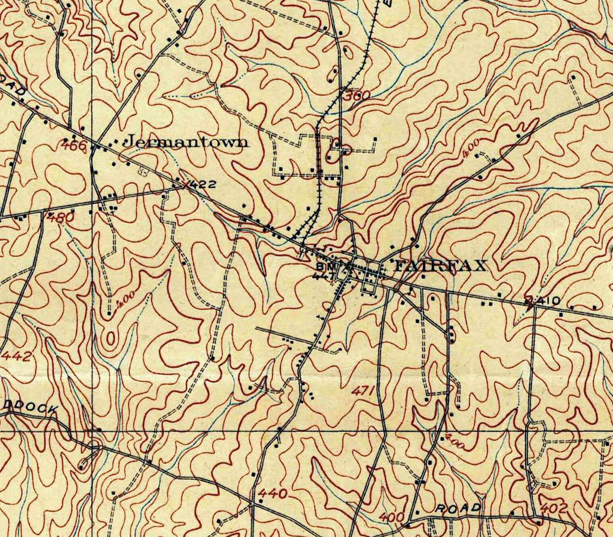 1915 Topo Map of Fairfax Virginia