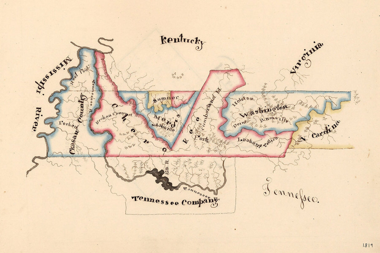 1819 Map of Tennessee