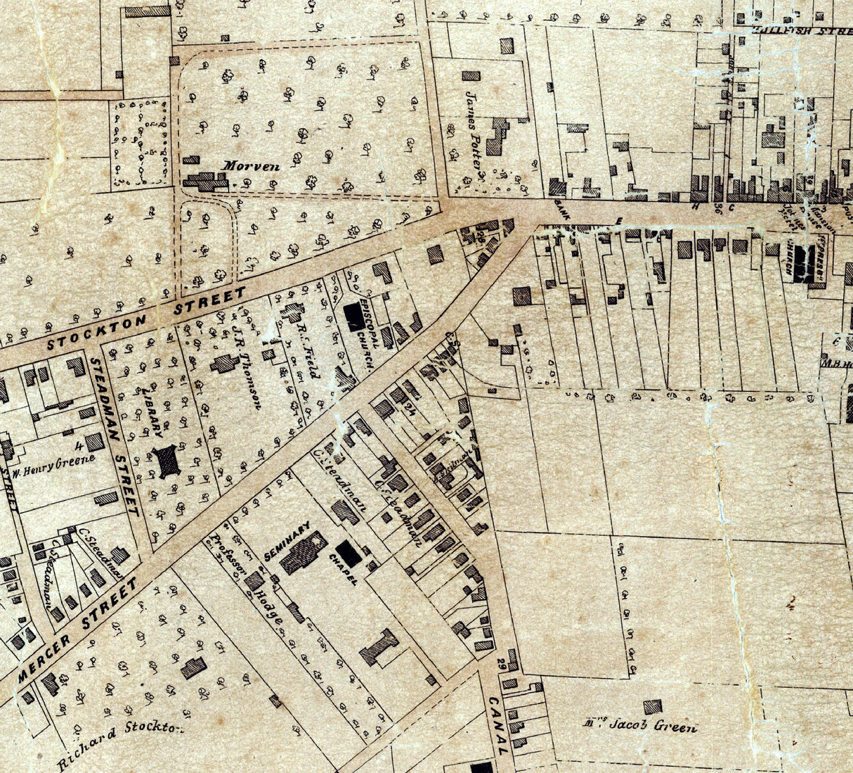 1852 Map of Princeton Mercer County New Jersey