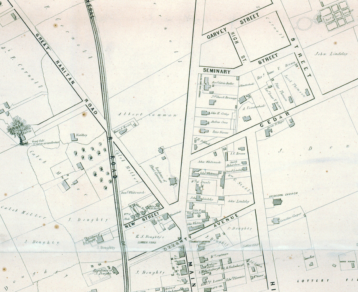 1857 Map of Somerville Somerset County New Jersey