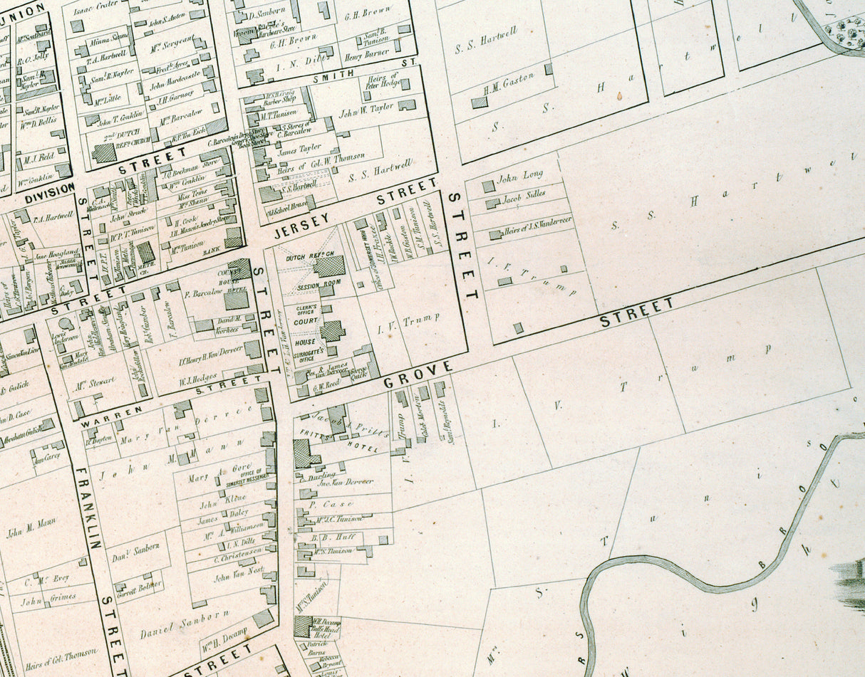 1857 Map of Somerville Somerset County New Jersey