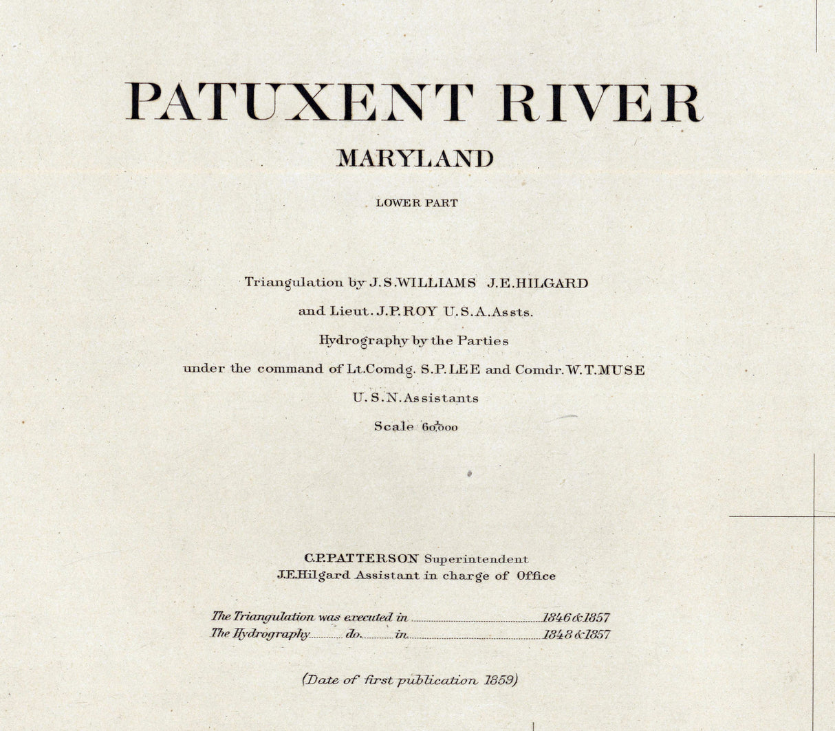 1859 Nautical Chart of Patuxent River Maryland Chesapeake Bay