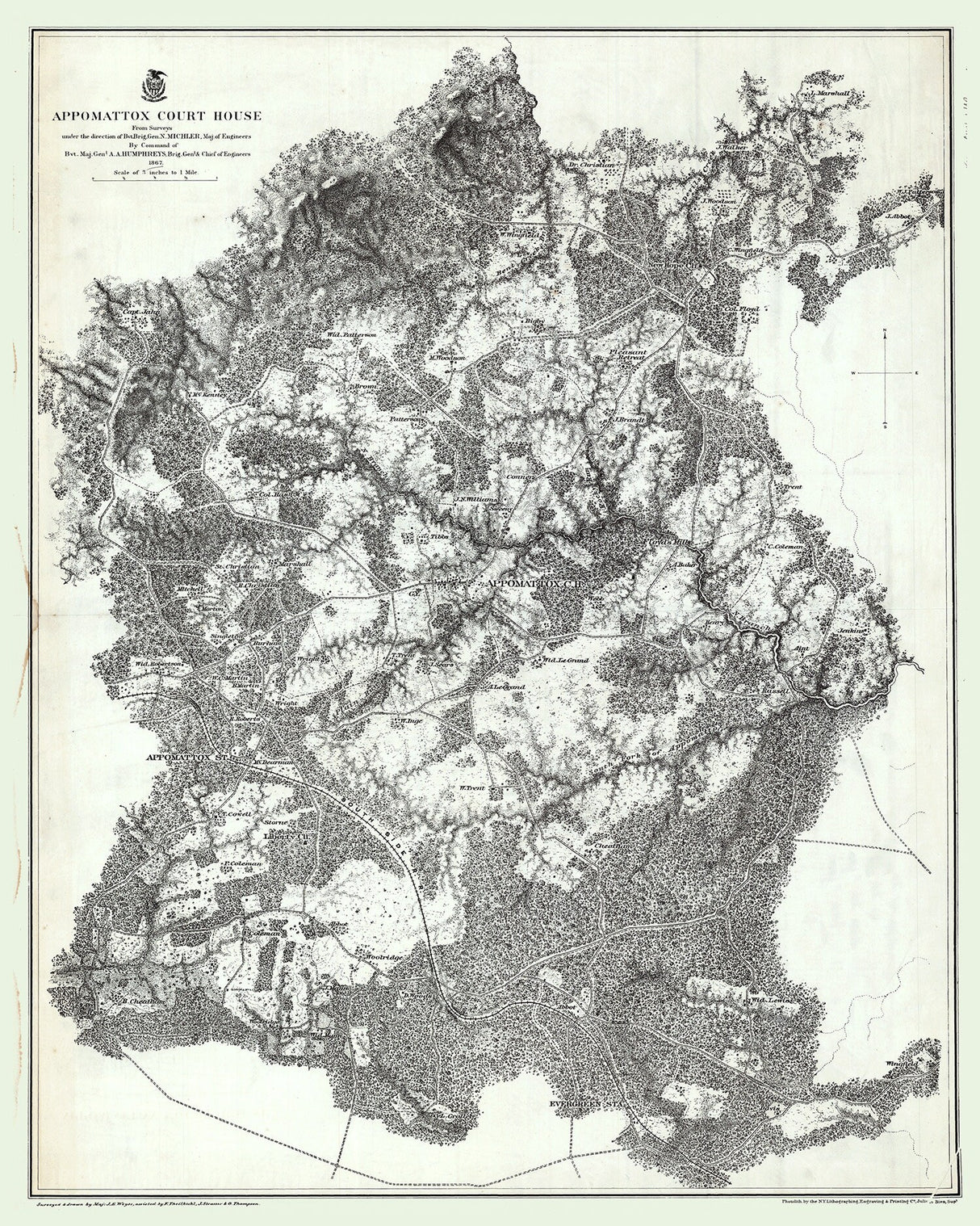 1867 Map of Appomattox Court House Virginia
