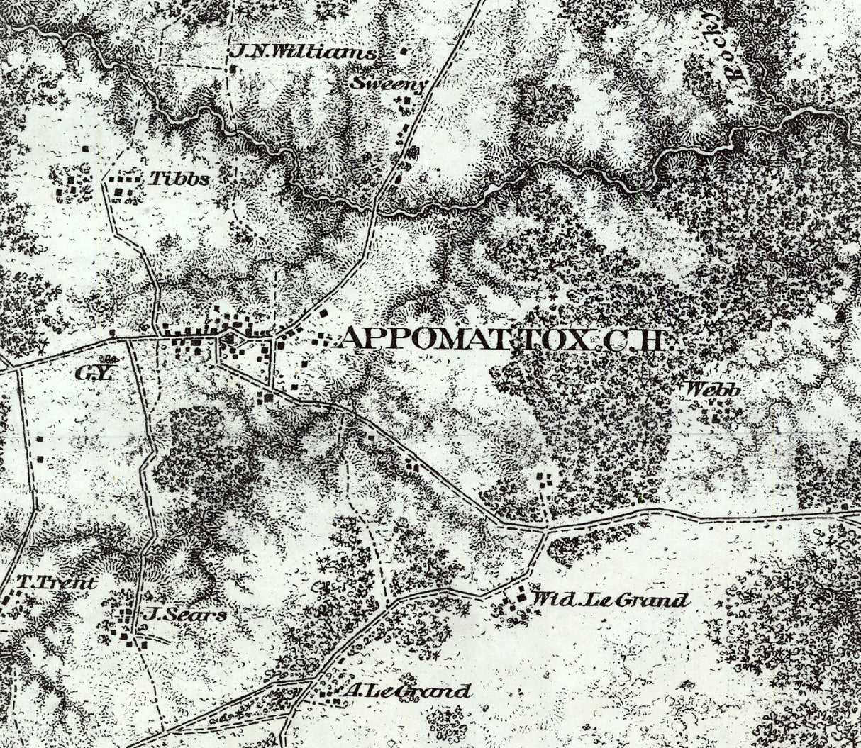 1867 Map of Appomattox Court House Virginia