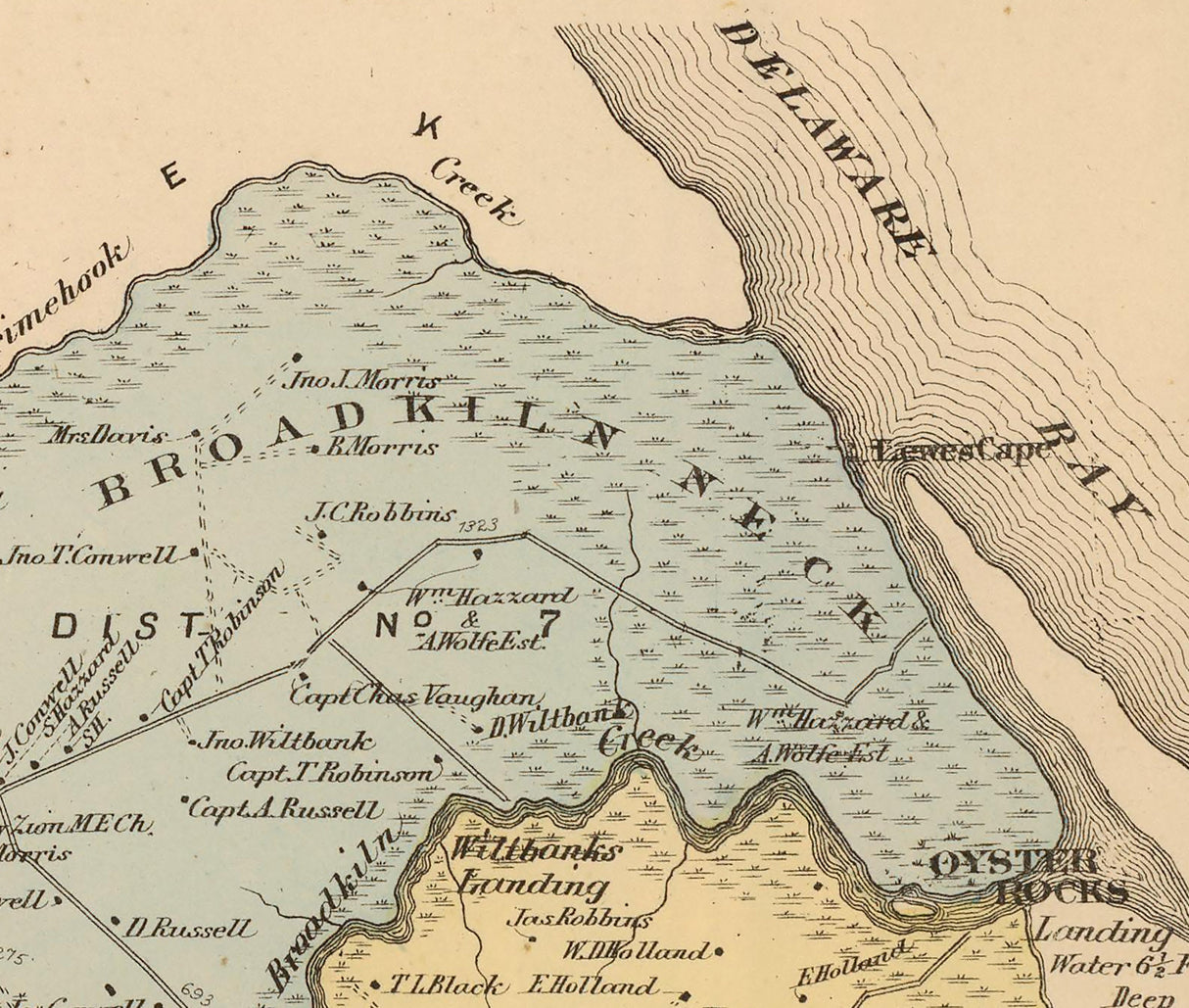 1868 Map of Broadkiln Sussex County Delaware