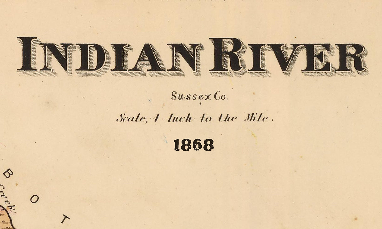 1868 Map of Indian River Sussex County Delaware
