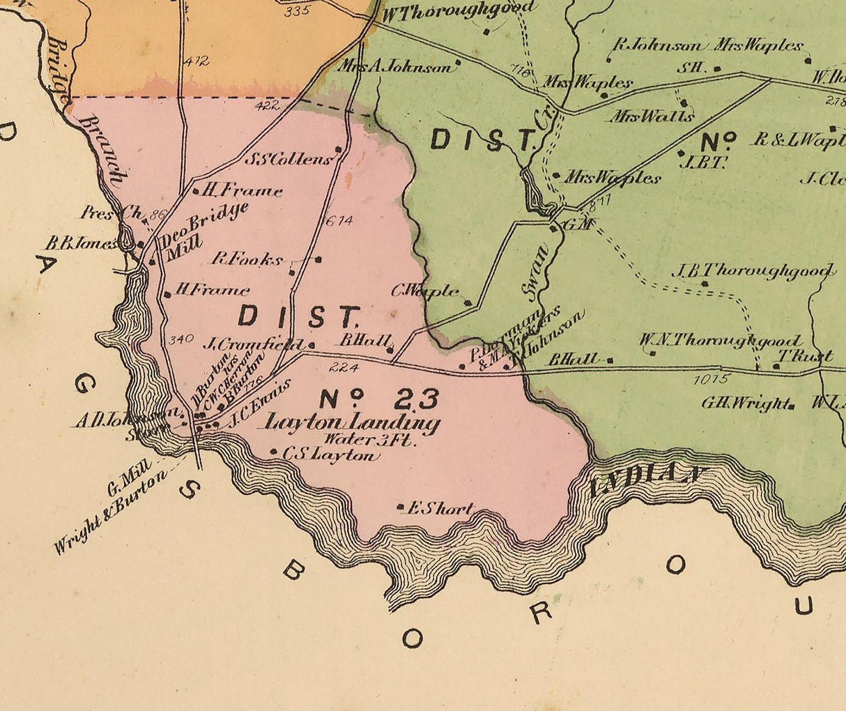 1868 Map of Indian River Sussex County Delaware