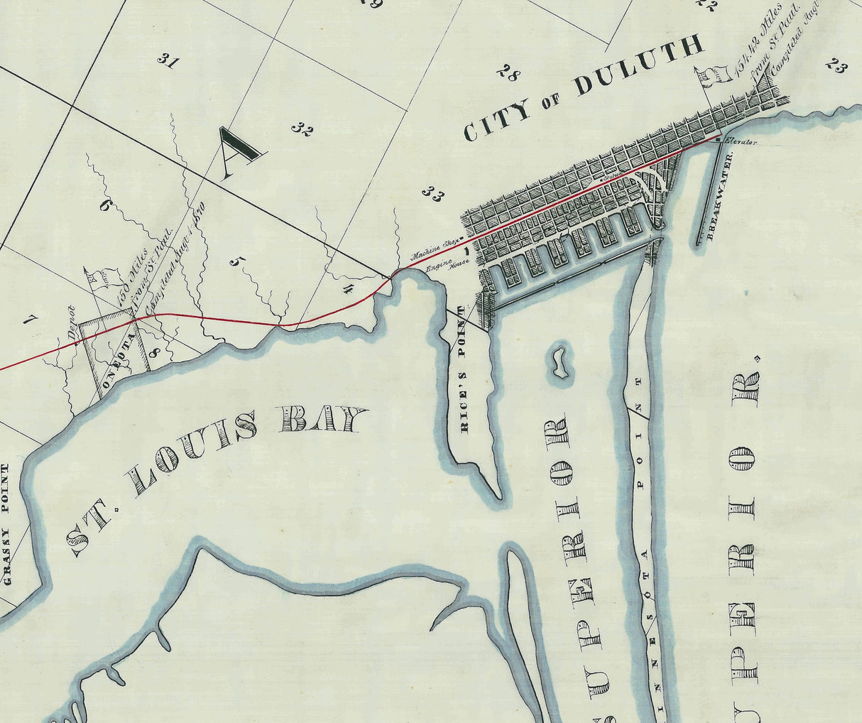 1873 Map of the Lake Superior and Mississippi Railroad