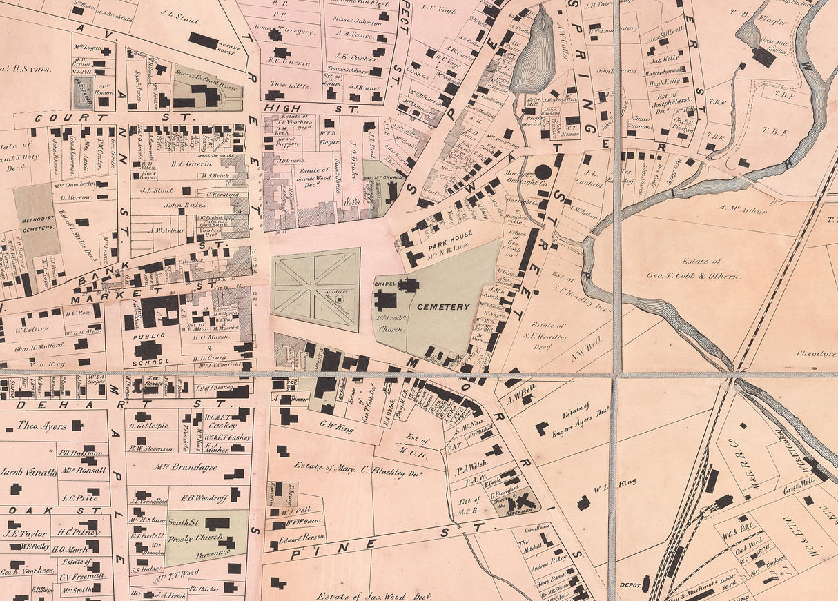 1874 Map of Morristown Morris County New Jersey