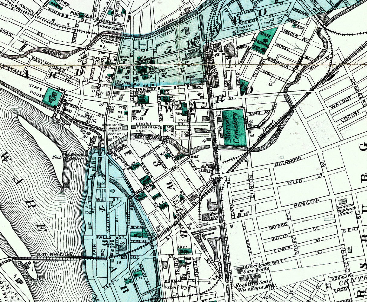 1874 Map of Trenton New Jersey