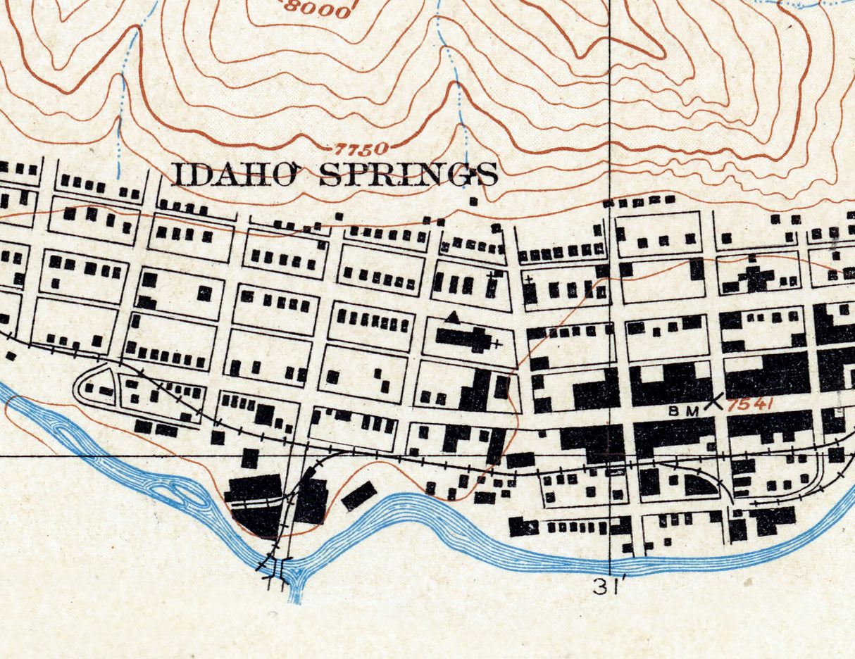 1906 Map of Idaho Springs Clear Creek County Colorado