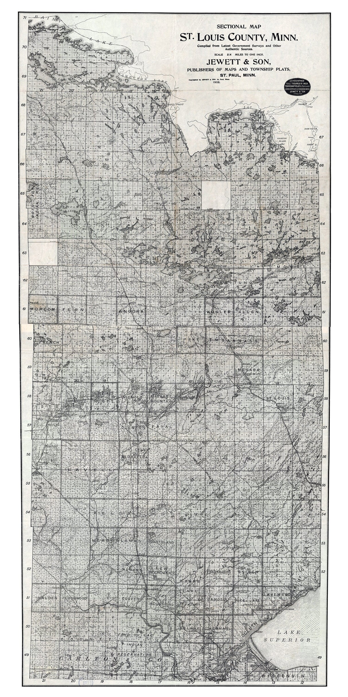 1906 Map of St Louis County Minnesota