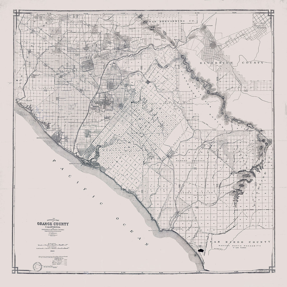 1914 Map of Orange County California