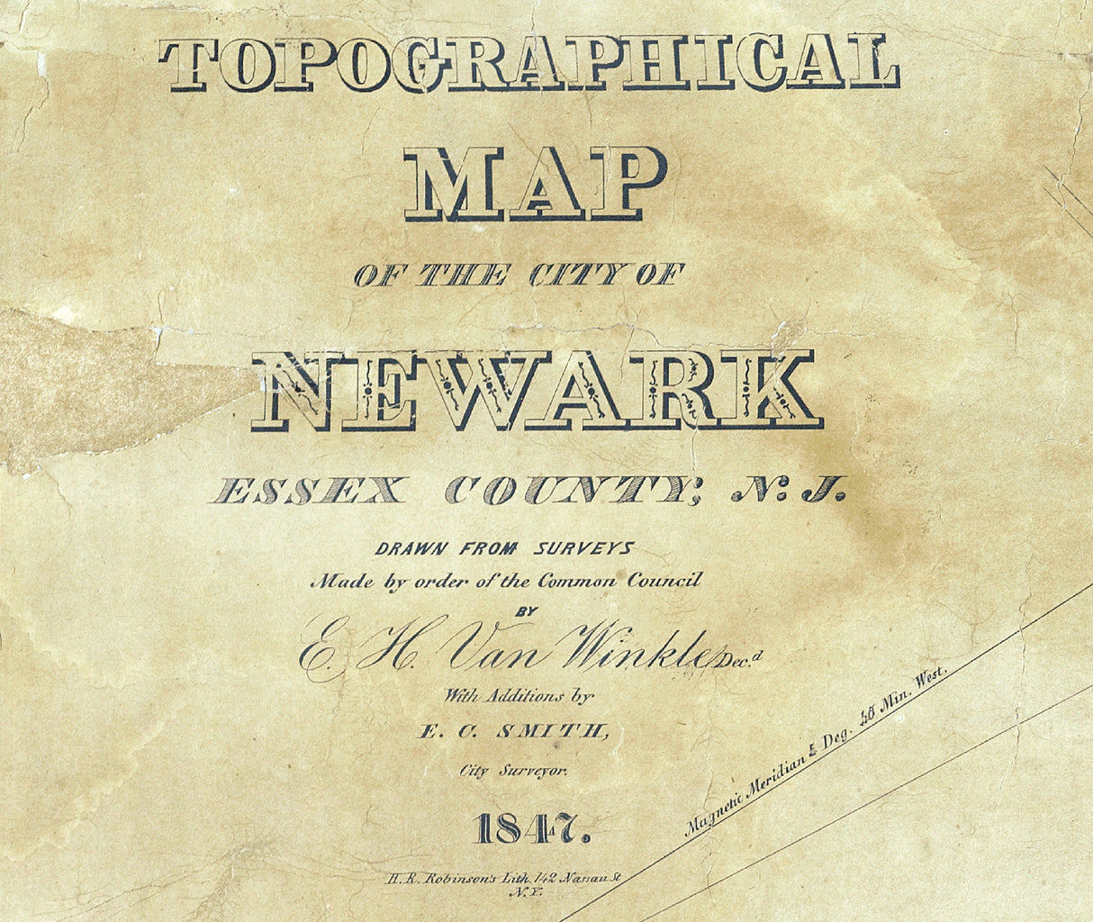 1847 Map of Newark Essex County New Jersey