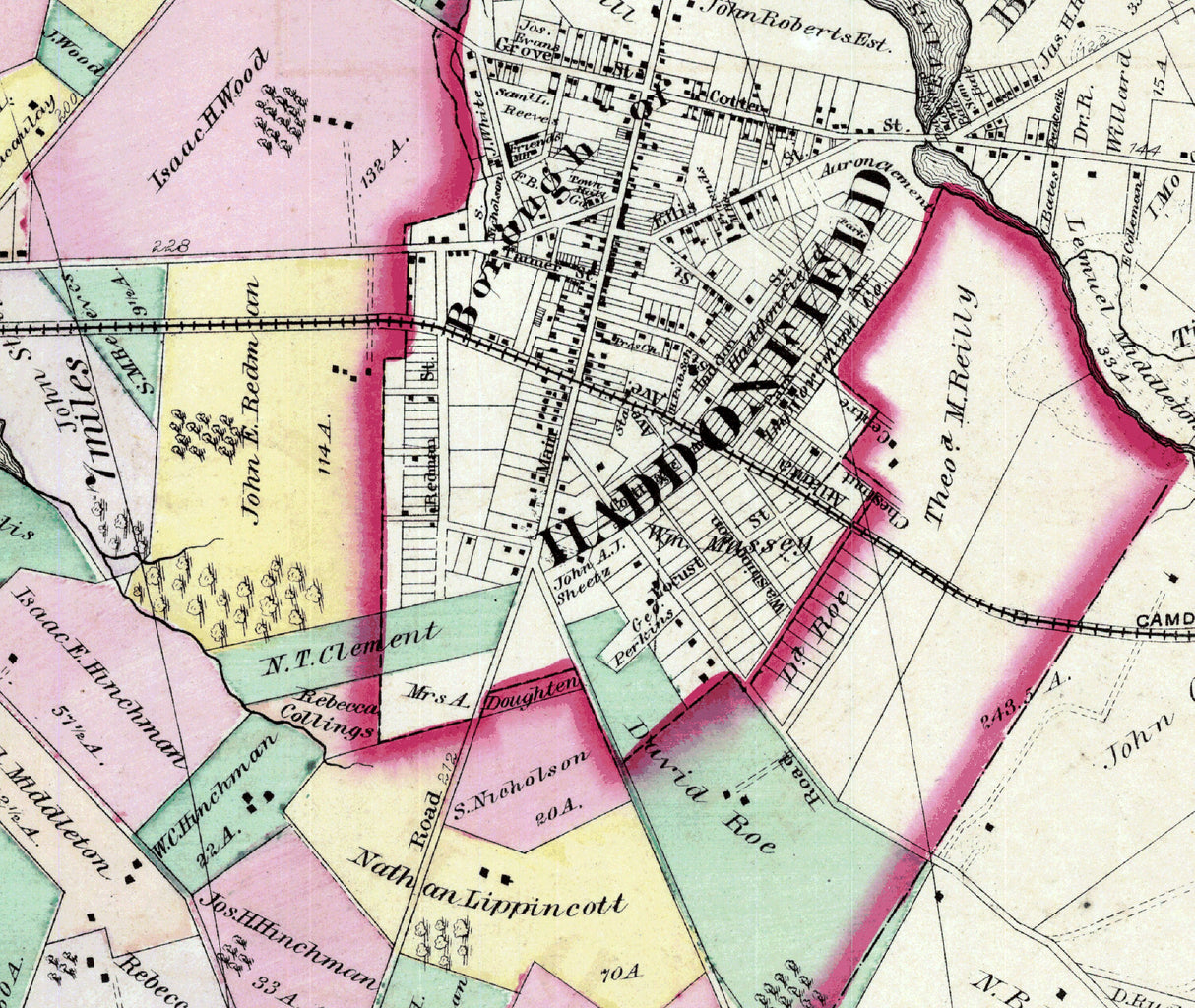 1877 Map of Haddon Camden County New Jersey