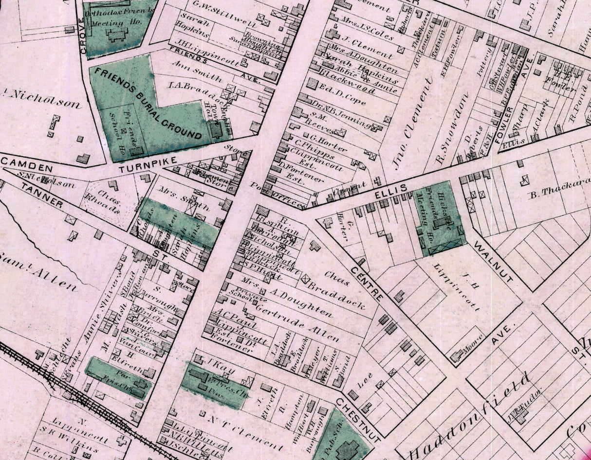 1877 Map of Haddonfield Camden County New Jersey