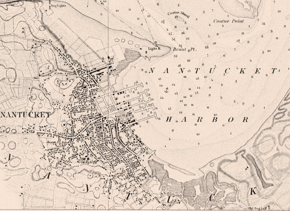 1848 Nautical Chart of Nantucket Harbor Massachusetts