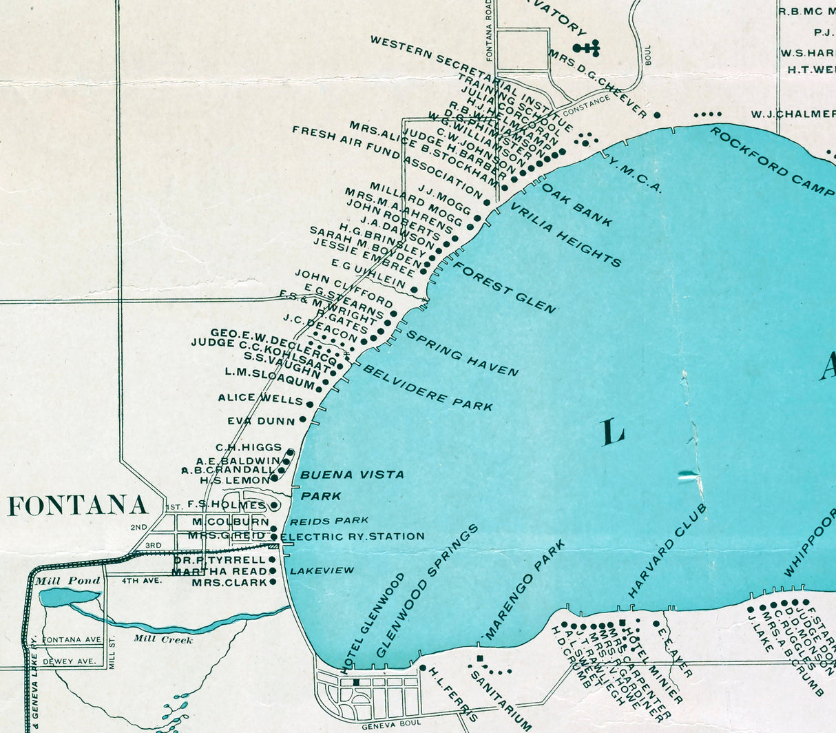 1906 Map of Lake Geneva Wisconsin