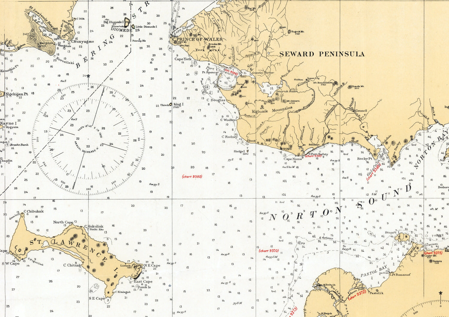 1916 Map of Alaska West Coast Bering Sea